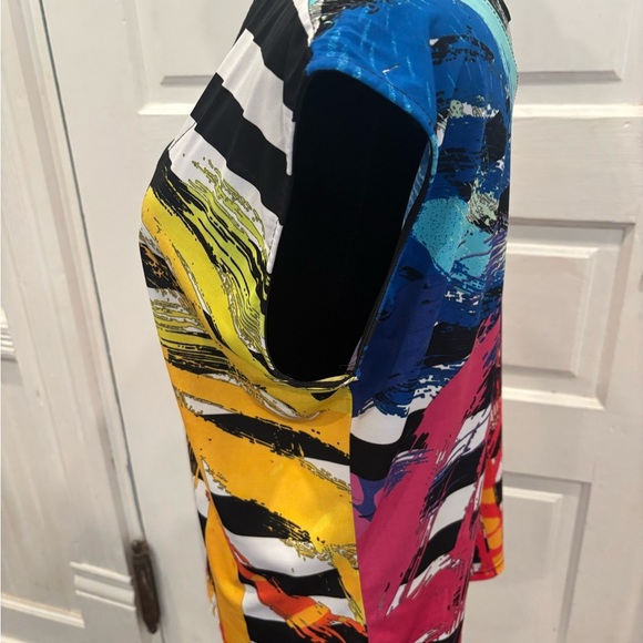 Valentina Designer V Neck Colorsplash Striped Tank W/ Embellishments Sz L - Picture 3 of 5